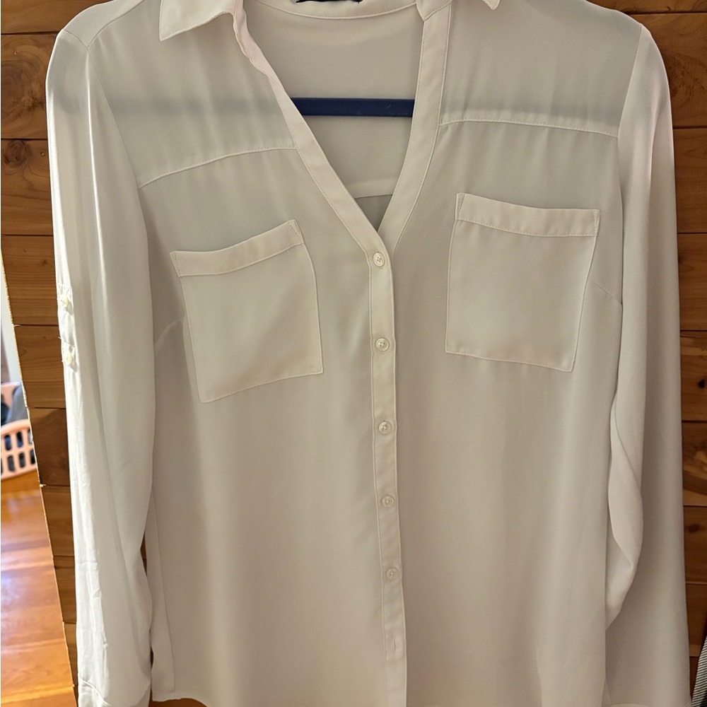 Express Classic White Button Down Shirt